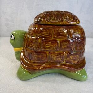 Artisan Ceramic Turtle Sculpture - Olive and Chestnut